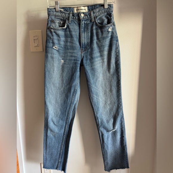 Reformation Julia High Rise Cigarette Straight Leg Raw Hem